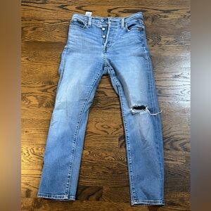 Light Wash Distressed Skinny Jeans - Blue